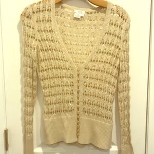 Cach’e Sequin Cardigan- Tan color-Great Condition